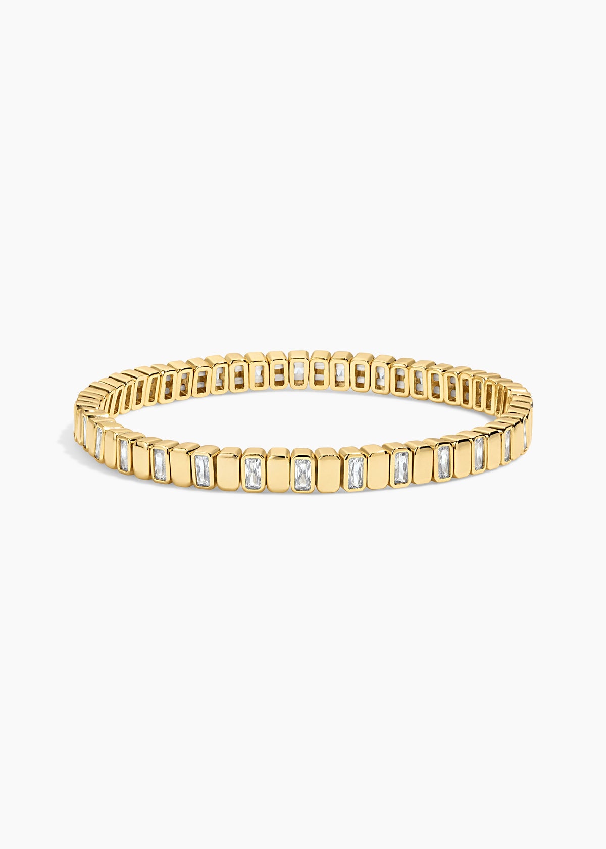 Total Eclipse Bracelet, gold bracelet of ribbed links alternating with baguette crystals