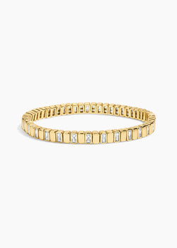 Total Eclipse Bracelet, gold bracelet of ribbed links alternating with baguette crystals