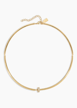 Nailed it Necklace, thin gold wire collar necklace with a small crystal accent and extender chain